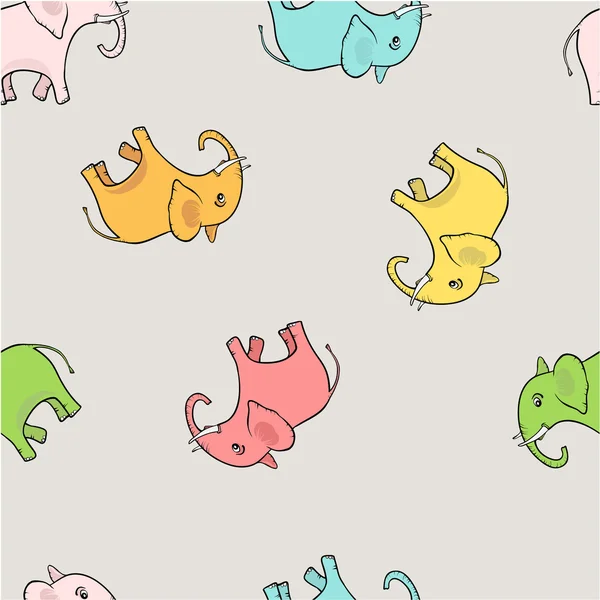 Repeating pattern with cute elephants — Stock Vector