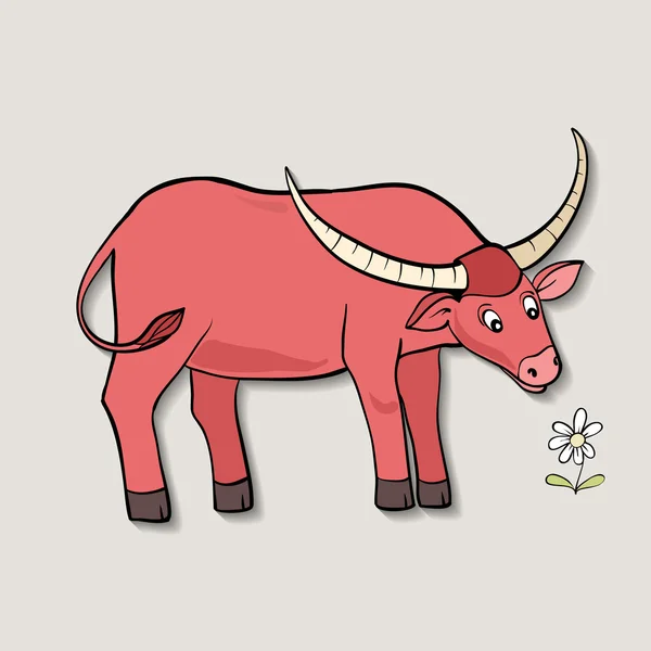 Červený kreslený býk — Stockový vektor