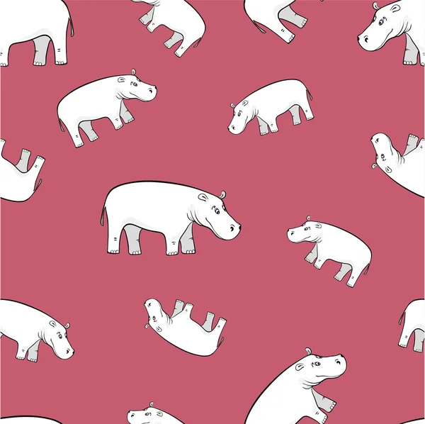 Herhalend patroon met schattige nijlpaard — Stockvector