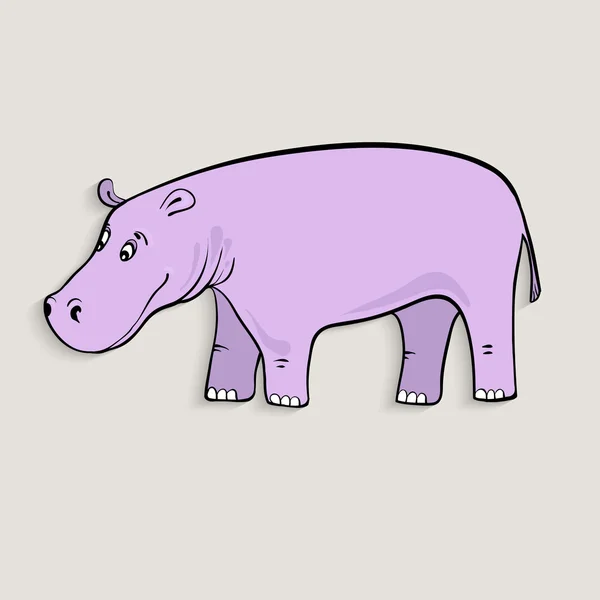Lilac cartoon hippopotamus — Stock Vector