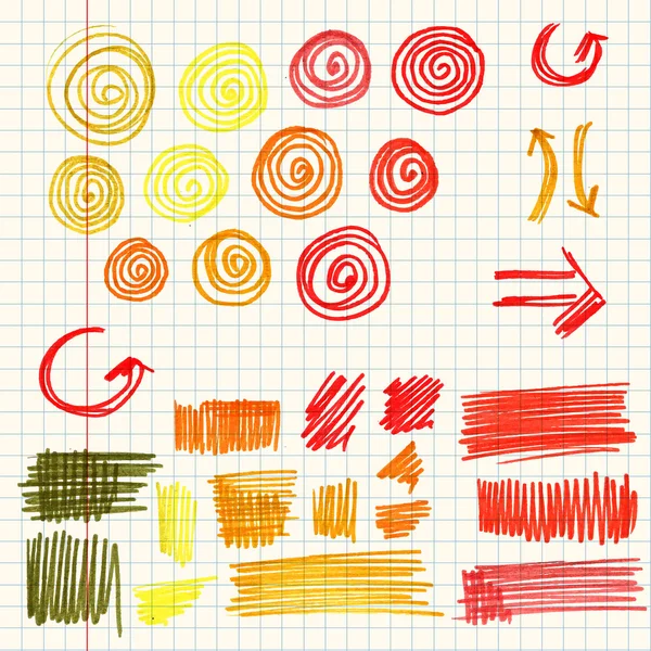Renkli eğlence kalem scribbles hissetti — Stok Vektör