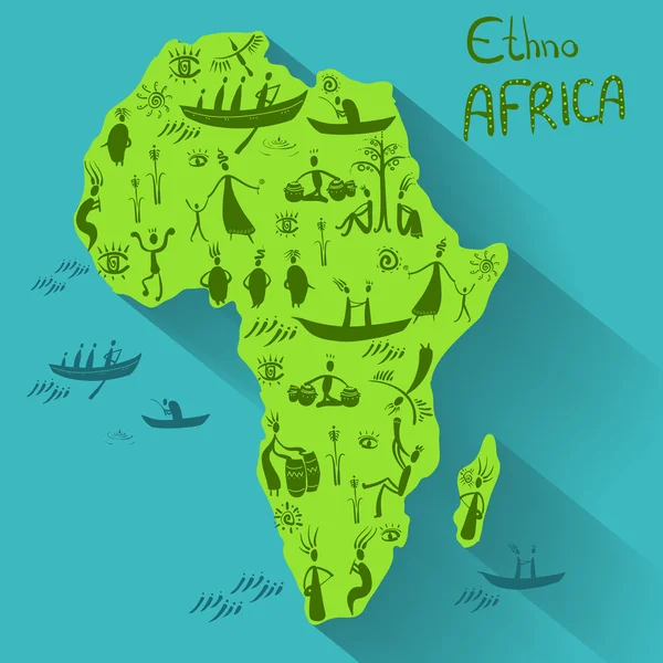 Africa continentale in stile etnico — Vettoriale Stock