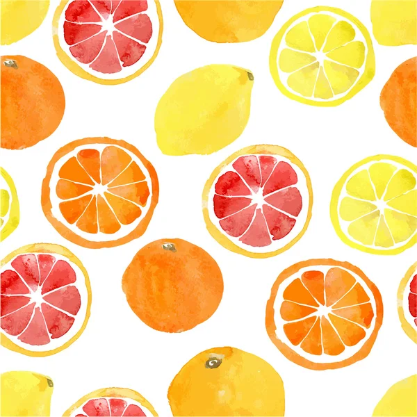 Naadloze patroon met aquarel citrus — Stockvector