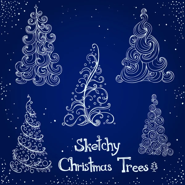 Garabato Navidad y árboles de año nuevo — Archivo Imágenes Vectoriales