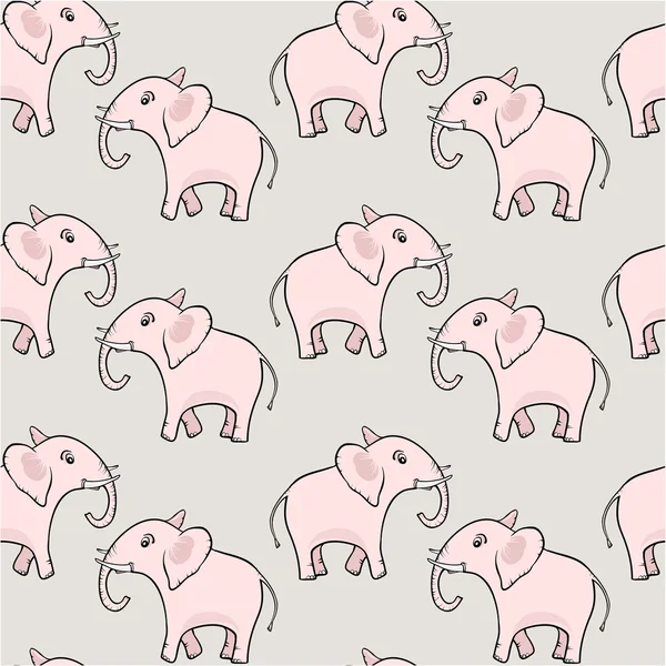 Repeating pattern with cute elephants — Stock Vector