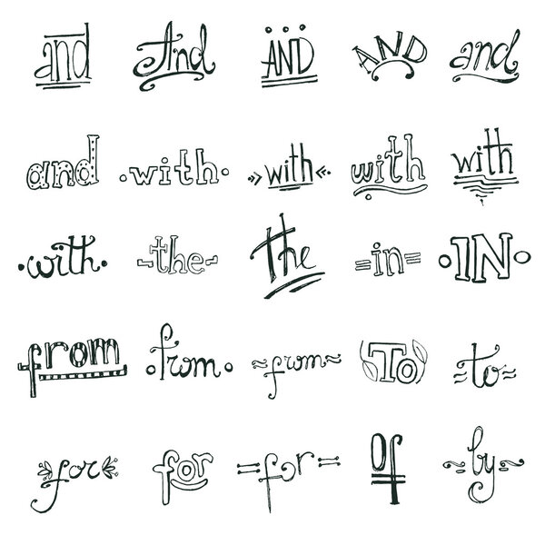 Catchwords design hand drawn elements