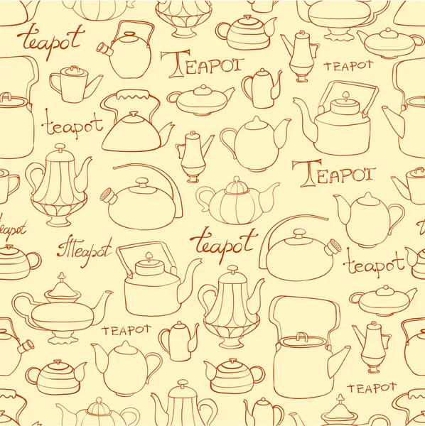 Doodle teteras fondo — Vector de stock