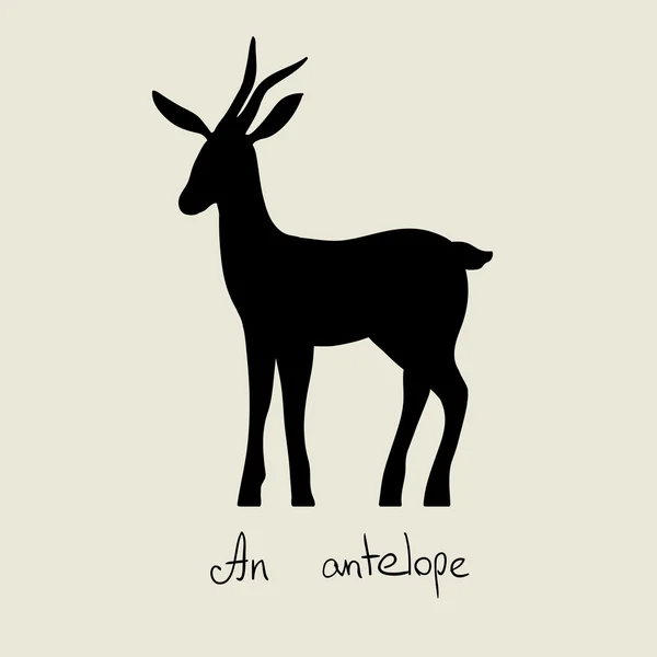 Zwarte cartoon antelope — Stockvector