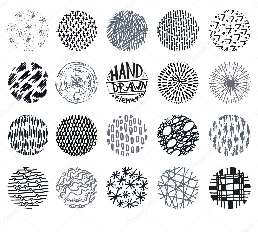 hand drawn round doodle elements