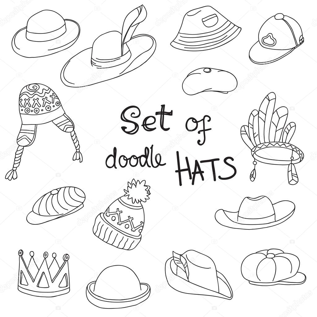 Doodle collection of hats