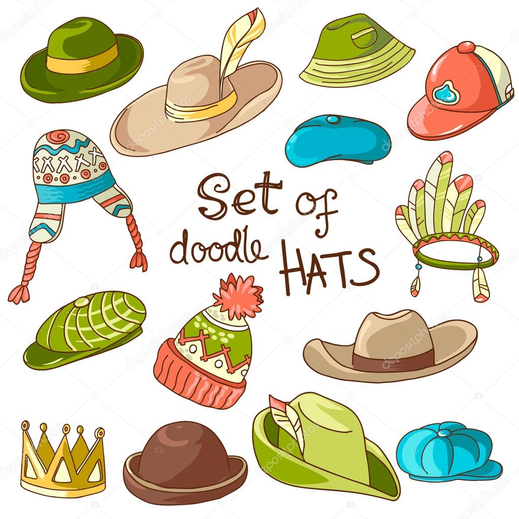 Doodle collection of hats