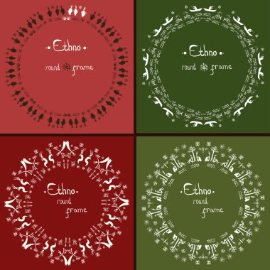 Collection of ethno round frames clipart