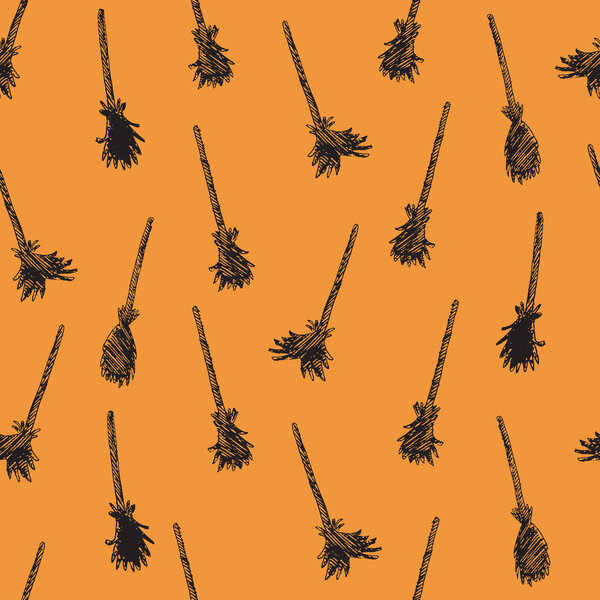seamless pattern with  brooms