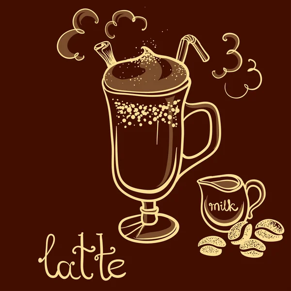 Kopp latte kaffe — Stock vektor