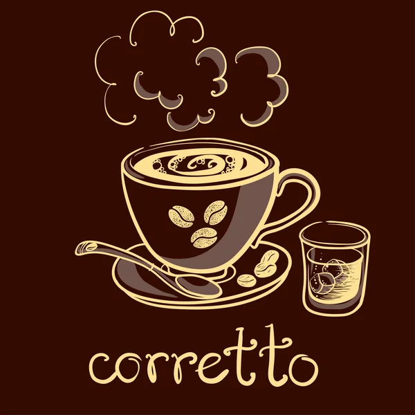 Cup of coffee corretto — Stock Vector