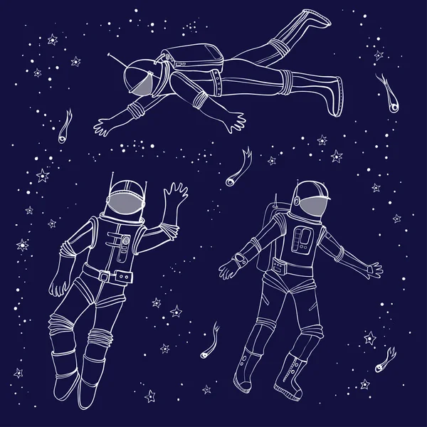 Seamless mönster med astronauter — Stock vektor