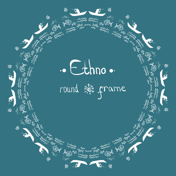 Ethno  pattern with fishing