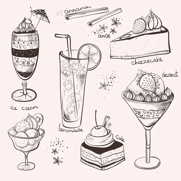 Délicieux desserts sucrés — Image vectorielle