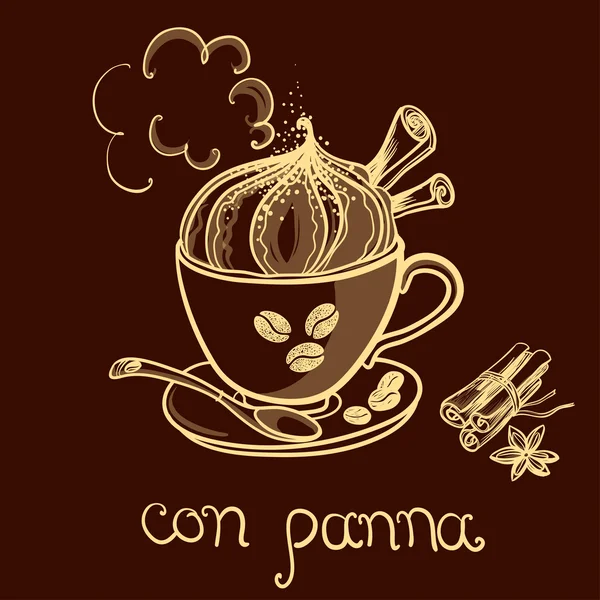 Taza de café con panna — Archivo Imágenes Vectoriales