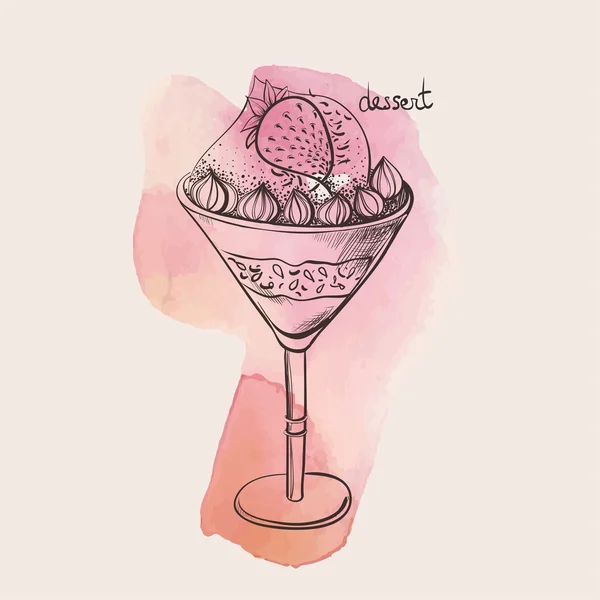 草莓冰淇淋甜点 — 图库矢量图片