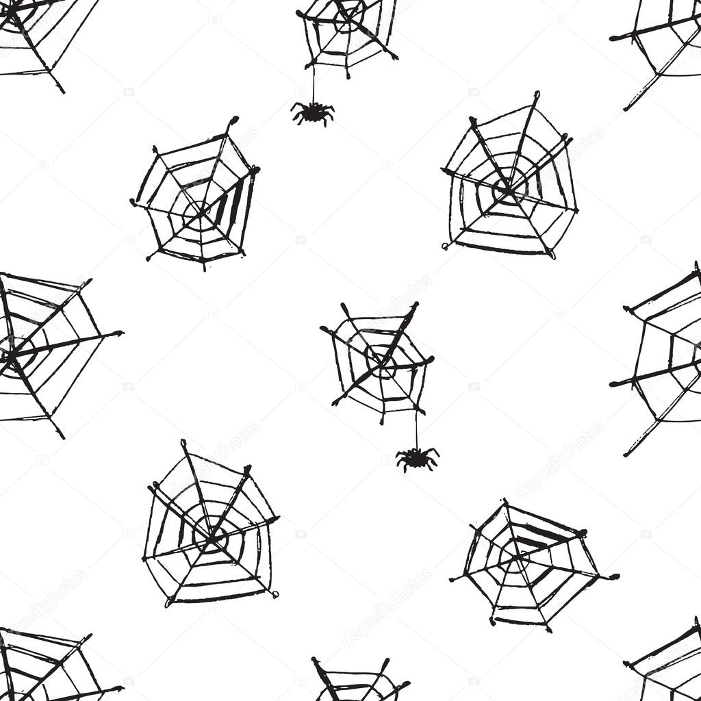 hand drawn cobwebs and spiders