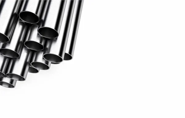 Steel pipes on white background 3d illustration — Stock Photo, Image
