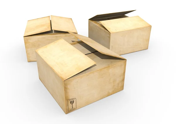 Tres cajas de cartón — Foto de Stock