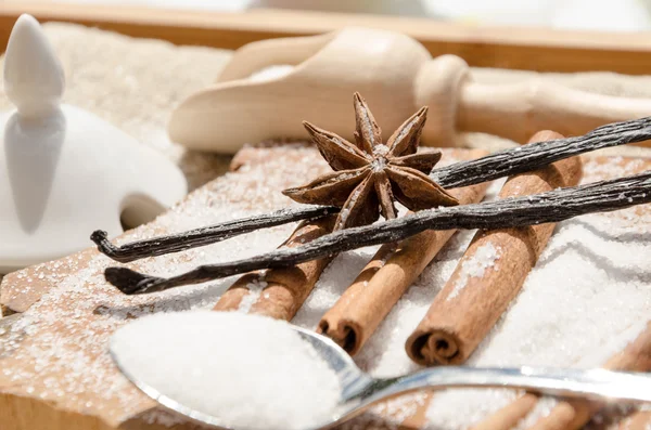 Aromatic vanilla and cinnamon bark — Stock Photo, Image