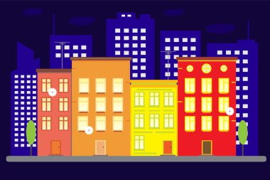 güzel evler ile gece şehir.