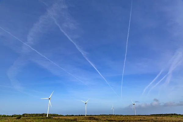 Groep windmolens voor de opwekking van hernieuwbare elektriciteit — Stockfoto