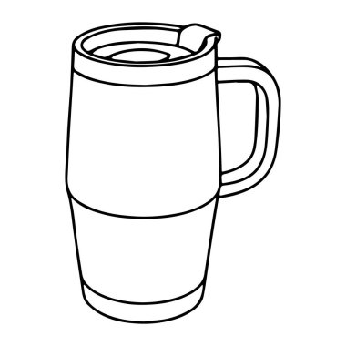 Beyaz arka planda ıssız bir termos bardağı modern bir tasarım ve dayanıklı bir yapı sergiliyor. Seyahat sırasında ya da açık hava maceralarında içkileri sıcak tutmak için mükemmel.