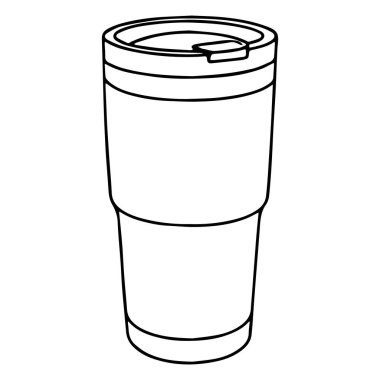 Beyaz arka planda ıssız bir termos bardağı modern bir tasarım ve sağlam bir yapı sergiliyor. Seyahat sırasında veya açık hava maceralarında içkileri sıcak tutmak için ideal.