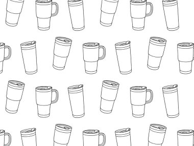 Termos fincanlarının kusursuz çizimi, kış temalı kahve dükkanı menüleri için ideal, rahat içecek titreşimleri sergileniyor ve ambiyansı cezbediyor.