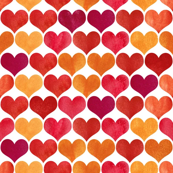 Vzorec Podobě Srdcí Podzimní Gamma Akvarelové Srdce Vzor Akvarelu — Stock fotografie