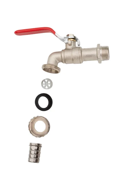 Garden Water Tap Lever Type Ball Valve Type Red Handle — 图库照片