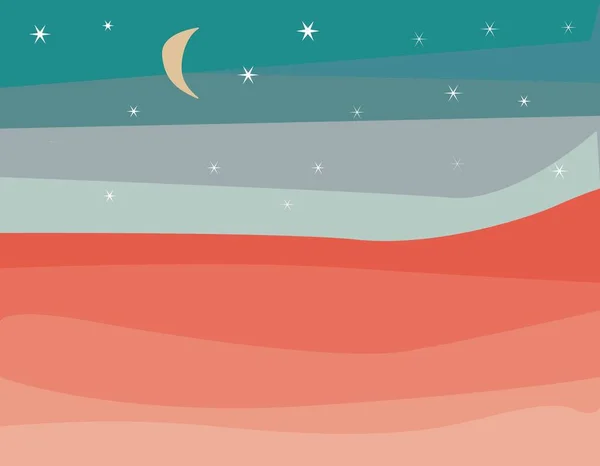 抽象景观 沙漠之夜 — 图库矢量图片