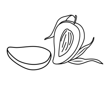 Doodle stili, yapraklı mango kesimi.