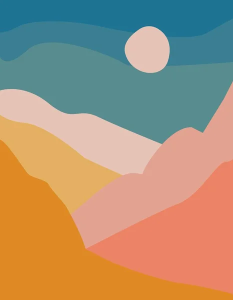 Abstract Mountain Landscape Sun — Stock Vector