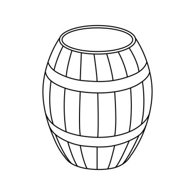 Tahta fıçı. Bir fıçı şarap, bira ya da bira. Çizim tarzında el çizimi tasviri. Etiket, poster ve Ekim Festivali için tasarım ögesi