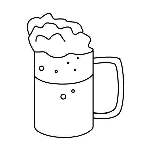 Becher Bier Mit Schaum Und Blasen Vektor Illustration Doodle Stil — Stockvektor