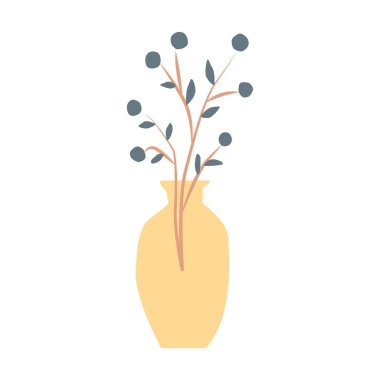 Vazo. Yüzyıl ortası duvar soyut dekoru. Kitap kapağı için tasarım öğeleri, sayfa şablonu, baskı, kart, broşür, dergi, poster. Vektör