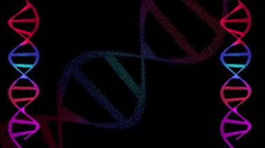 siyah üzerinden sanal dna molekülünün 3D render