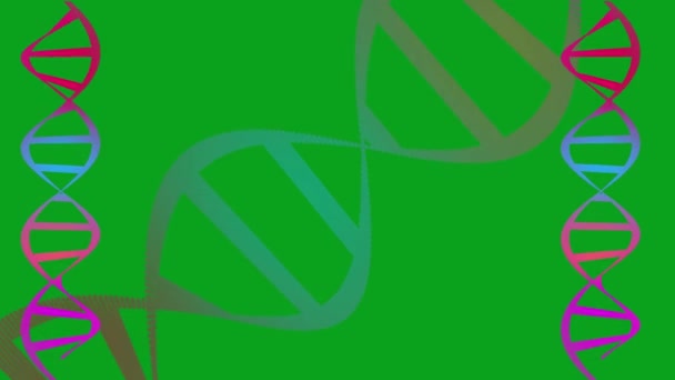 绿色屏幕上的虚拟Dna分子 — 图库视频影像