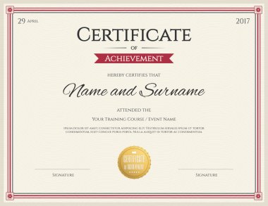 Başarı mezuniyeti için vektör olarak sertifika şablonu