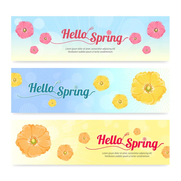 Set of colorful hello spring season banner — Stock Vector