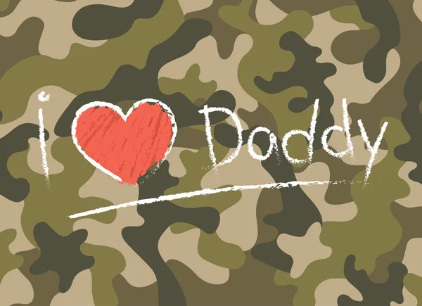 Feliz día del padre en el patrón de camuflaje con palabras Amo a papá — Vector de stock