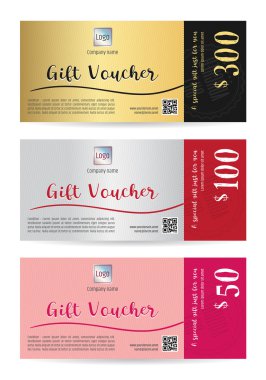 Hediye çeki, hediye çeki, hediye kartı şablonu vektör kümesi