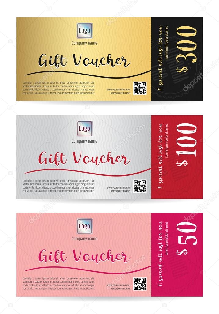 Set Of Gift Voucher Gift Certificate Gift Card Template In