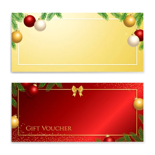 Christmas New Year Gift Certificate Voucher Gift Card Cash Coupon — Stock Vector