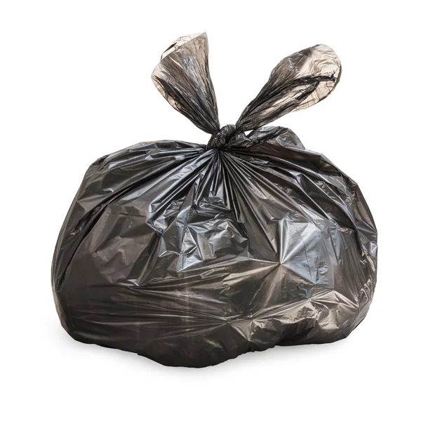 Black tied trash bag on white — Stock Photo, Image